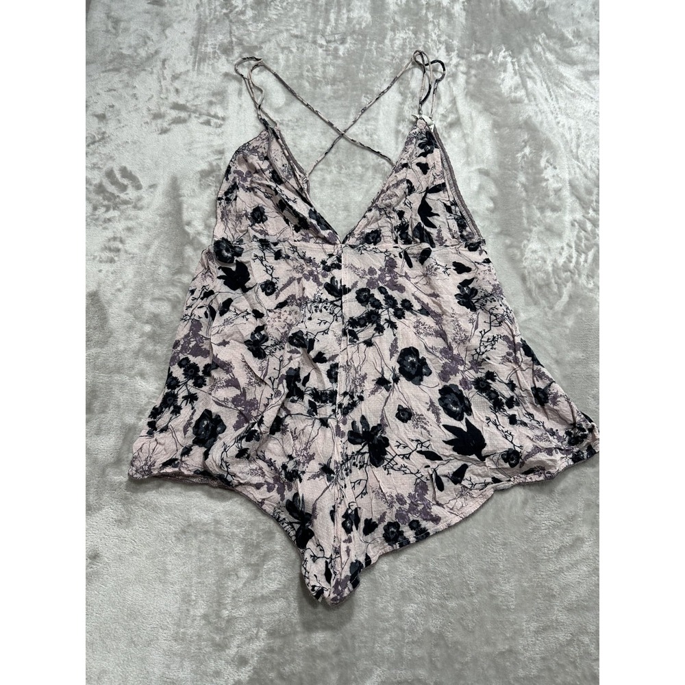 Free‎ People Intimately Romper Women's Size Medium Pink Black Sleeveless EUC